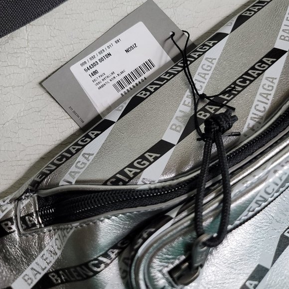 Balenciaga BAG + WALLET Silver Stripe Leather Explorer Belt Waist Fanny Chest - Picture 10 of 17